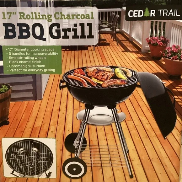 Cedar Trail 17” Rolling Charcoal BBQ Grill - Picture 8 of 10
